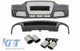 image-38-Stoßstange für Audi A4 B8 Facelift 12-15 Gitter Luftverteiler Auspuff RS4 Look