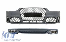 image-49-Stoßstange für AUDI A4 B8 Facelift 12-15 RS4 Look Diffusor Auspuff Schalldämpfer