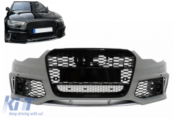 Stoßstange für Audi A6 C7 4G 2011-2015 Kühlergrill Wabengitter RS6 Design SRA PDC-image-6101750