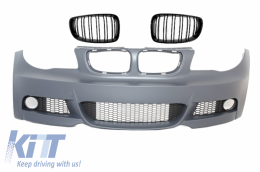 image-37-Stoßstange für BMW 1er E81 E82 E87 E88 2004-2011 M-Tech Look Kühlergrill Klavier schwarz