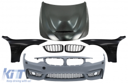 image-68-Stoßstange für BMW 4 F32 F33 F36 13-17 M4 Look Schwarz Gitter Front-Kotflügel Motorhaube