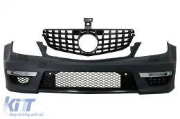 image-61-Stoßstange für Mercedes C-Klasse W204 12+ C63 Facelift Kühlergrill GT-R Schwarz