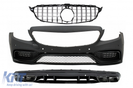 Stoßstange für Mercedes C-Klasse W205 S205 14-18 Kühlergrill Diffusor C63 Design Schwarz-image-6099947