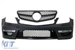 image-69-Stoßstange für Mercedes C W204 12+ C63 Facelift Kühlergrill Sport Look Schwarz