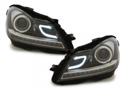 Stoßstange für Mercedes C W204 2012-2014 C63 Facelift-Look Scheinwerfer LED DRL-image-5998021