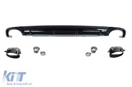 image-50-Stoßstange Heckdiffusor für Audi A4 B9 8W 2016–2018 Limousine/Avant RS4-Optik Schwarz