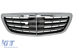 Stoßstange Kühlergrill Chrom für Mercedes S W222 13-06.17 3 Doppelstreifen Gitter-image-5994858