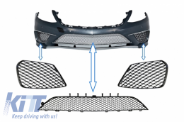 Stoßstange Kühlergrill für Mercedes S-Klasse W222 13-17 S63 Look Glänzend schwarz-image-6033259