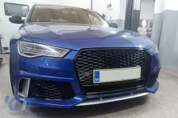 Stoßstange mit Bienenwabe Gitter für Audi A6 C7 4G Facelift 15-18 RS6 Look PDC SRA-image-6250972