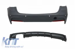 image-36-Stražnji Branik M-Technik Dizjan Difuzor Piano crna Valance Spojler Lijevi dvostruki izlaz pogodan za BMW serije 3 F31 2011+