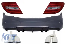 image-62-Stražnji Branik prikladan za MERCEDES C-Klasa W204 (11-14) Facelift C63 A-Design s vrhovima ispušnog lonca i LED stražnjim svjetlima