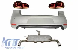 image-4-Stražnji Branik prikladan za VW Golf 6 VI (2008-2012) s kompletnim ispušnim sustavom i stražnjim svjetlima FULL LED Dynamic Sequential Turning Light GTI Dizjan