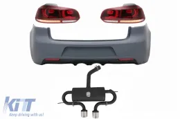 image-43-Stražnji Branik s ispušnim sustavom i stražnjim svjetlima Full LED pogodan za VW Golf VI (2008-2013) R20 Dizjan Cherry Red (LHD i RHD)
