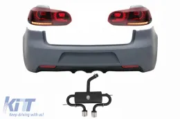 image-47-Stražnji Branik s ispušnim sustavom i stražnjim svjetlima Full LED svjetlo za skretanje Statično Crveni dim dimno prikladno za VW Golf VI (2008-2013) R20 Dizjan