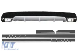 image-29-Stražnji difuzor s vrhovima Vrhovi auspuha i bočnim naljepnicama Naljepnica Vinyl tamno siva pogodna za Mercedes CLA W117 (2013-2016) Sport Pack