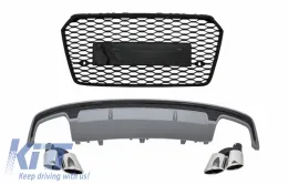 image-2-Stražnji difuzor zraka s vrhovima ispušnog prigušivača i prednjom rešetkom pogodan za AUDI A7 4G Facelift (2015-2017) S7 Dizjan