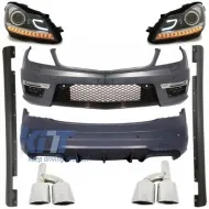 image-35-Suitable for MERCEDES C-class W204 C204 Facelift C63 Design Complete Exterior Body Kit with Exhaust Muffler Tips and Daytime Headlights