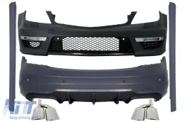 image-77-Suitable for MERCEDES C-class W204 C204 Facelift (2007-2015) C63 Design Body Kit with Muffler Tips