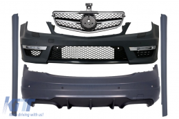 Suitable for MERCEDES C-Class W204 C204 Facelift C63 Design Body Kit with Front Grille Sport Black Glossy & Chrom - COCBMBW204C635B