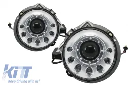 image-66-Suitable for MERCEDES W463 G-Class 1989-2012 Black Bi-Xenon Look LED Headlights M-Design Chrom