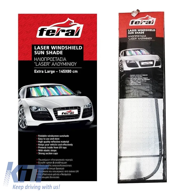 Sun Shade Interior Front Windshield Laser UV Reflecting Foldable Feral 145 x 80 cm 1 Piece