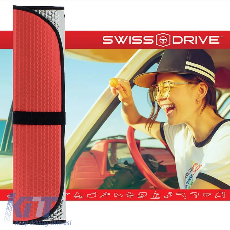 Sun Shade Interior Front Windshield UV Reflecting Foldable Red Matte Large ΜΑΤΤRED 145 x70 cm 1 Piece