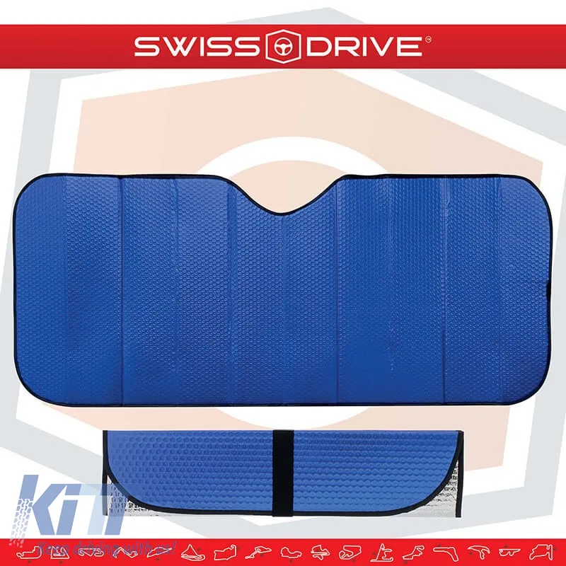 Sun Shade Interior Front Windshield UV Reflecting Foldable Blue Matte Large MATTBLU 145 x70 cm 1 Piece