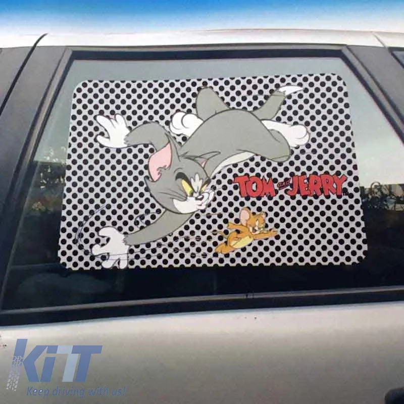 Sun Shade Interior Side Windows Car Static Cling suitable for Warner Bros Looney Tunes Tom & Jerry 32.50cm x 42.50cm 9616