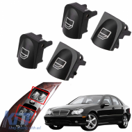 Switch Button Covers suitable for Left Electric Car Windows for Mercedes C-Class W203 2 Pieces