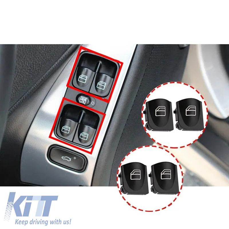 Switch Button Covers suitable for Left Electric Car Windows for Mercedes C-Class W203 2 Pieces