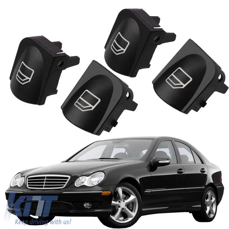 Switch Button Covers suitable for Left Electric Car Windows for Mercedes C-Class W203 2 Pieces