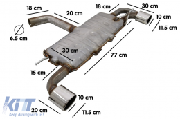 Système d'échappement pour VW Scirocco 08+ Tuyaux double sortie R Design-image-6079375