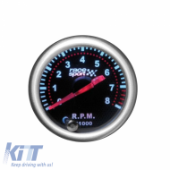 Tachometer R.P.M. Racesport Mirror Look Smoke 52mm with 7 Colors - CGRGAR6036344