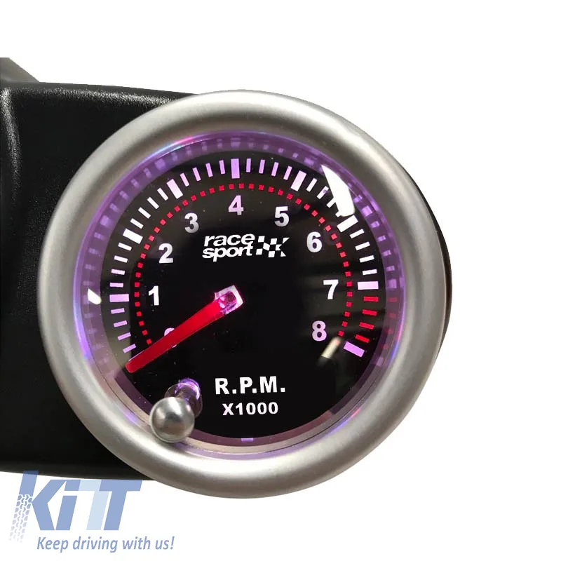 Tachometer R.P.M. Racesport Mirror Look Smoke 52mm with 7 Colors