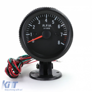 Tachometer with bracket auxiliary instrument 52mm youngtimer classic black