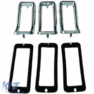 Tail light trim (3-piece set/chrome-black) fits Ford Mustang 68