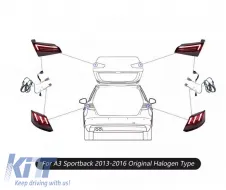 Tailights Set suitable for Audi A3 8V 2013-2019 Sportback Led Bar Red/Smoke-image-6322233