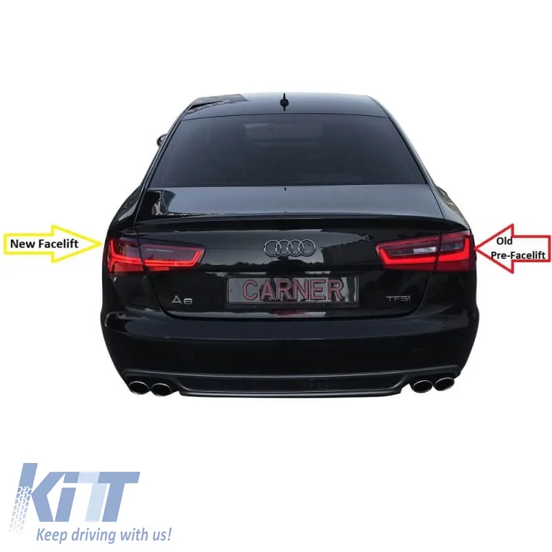 Tailights Set suitable for Audi A6 C7 11-15 Led Bar Dynamic Red/Crystal Eagle Eyes