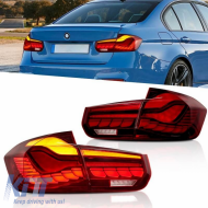 Tailights Set suitable for Bmw 3 F30 11-18 Sedan M4 Look OLed Dynamic Start Up Red/Crystal Vland