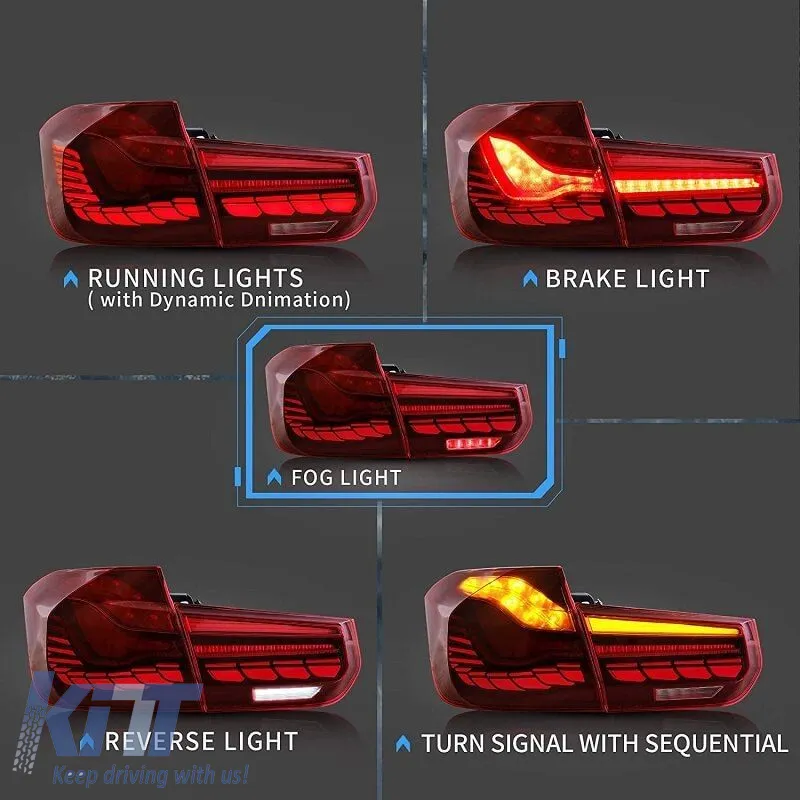 Tailights Set suitable for Bmw 3 F30 11-18 Sedan M4 Look OLed Dynamic Start Up Red/Crystal Vland