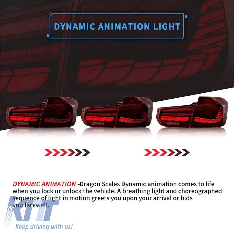 Tailights Set suitable for Bmw 3 F30 11-18 Sedan M4 Look OLed Dynamic Start Up Red/Crystal Vland