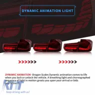 Tailights Set suitable for Bmw 3 F30 11-18 Sedan M4 Look OLed Dynamic Start Up Red/Crystal Vland-image-6292540