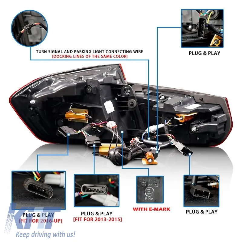 Tailights Set suitable for Bmw 3 F30 11-18 Sedan M4 Look OLed Dynamic Start Up Red/Crystal Vland