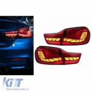 Tailights Set Suitable for Bmw 4 F32 F33 F36 M4 F82 F83 (2013-03.2019) M4 Look OLed Dynamic Start Up Red/Crystal Vland-image-6314056