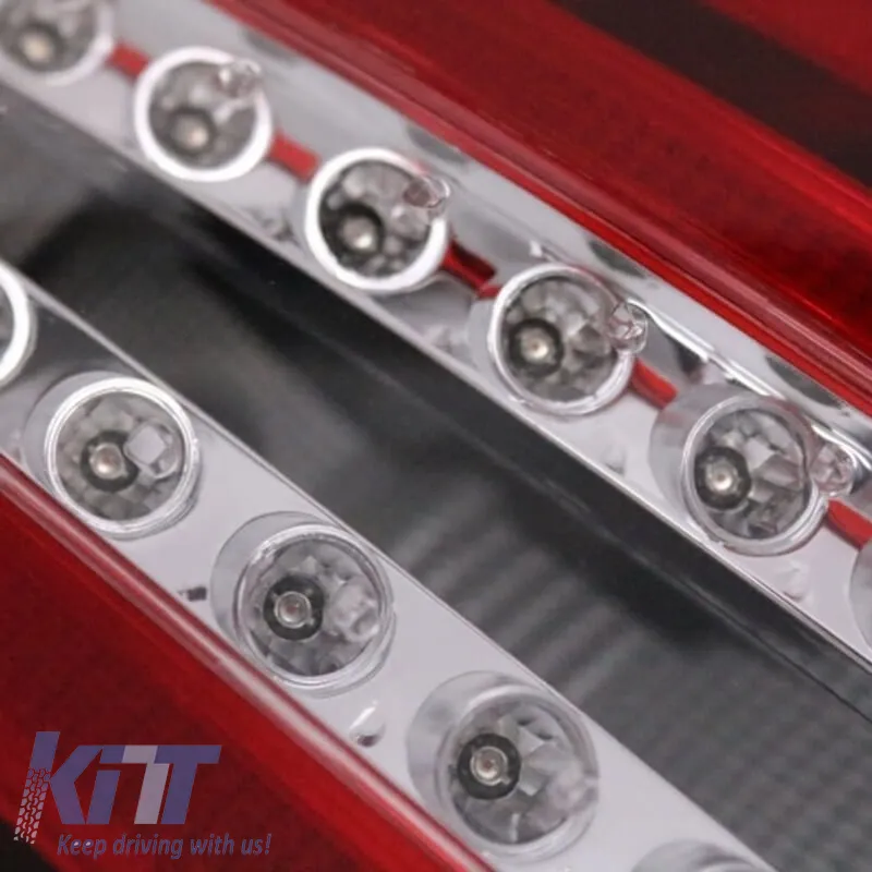 Tailights Set Suitable for Mercedes-Benz C-Class W204 07-12 Led Bar Facelift Look Red/Crystal Carner