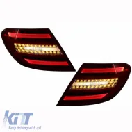 Tailights Set Suitable for Mercedes-Benz C-Class W204 07-12 Led Bar Facelift Look Red/Crystal Carner-image-6291018