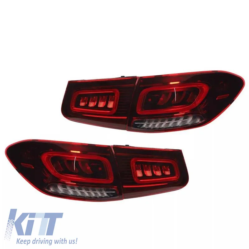 Tailights Set Suitable for Mercedes-Benz GLC C253/X253 Pre-Face To Facelift Look Full Led Bar Red/Crystal Carner