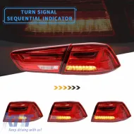 Tailights Set Suitable for Mitsubishi Lancer X 08-17 Led Bar Red/Crystal VLAND-image-6291090