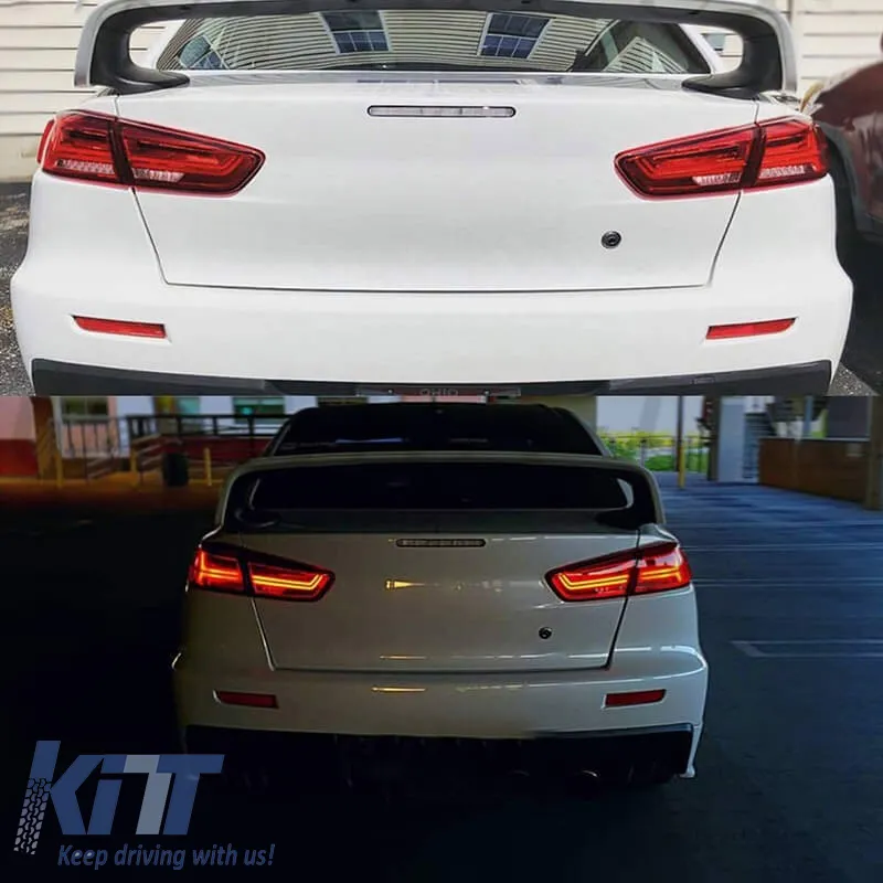 Tailights Set Suitable for Mitsubishi Lancer X 08-17 Led Bar Red/Crystal VLAND