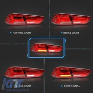 Tailights Set Suitable for Mitsubishi Lancer X 08-17 Led Bar Red/Crystal VLAND-image-6291092